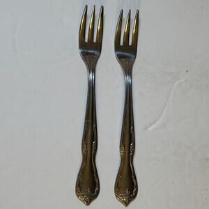 Insico Vintage Stainless Steel Set 2 Cocktail Forks Appetizer Small 5.5"